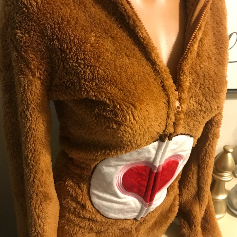 CARE BEAR Tenderheart Costume Dressup Cosplay Furry Size Medium Heart Ears Hood